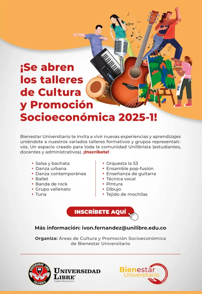 Inscríbete aquí a los talles de cultura y promoción socioeconómica 2025-1.